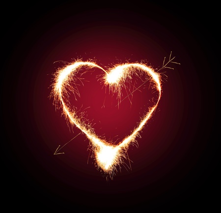 Sparkler heat heart.の写真素材