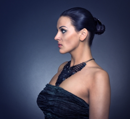 Woman with Jewelry and black dressの写真素材