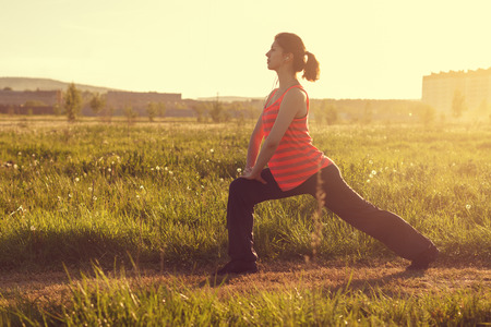 healthy lifestyle young sporty woman Outdoorsの写真素材