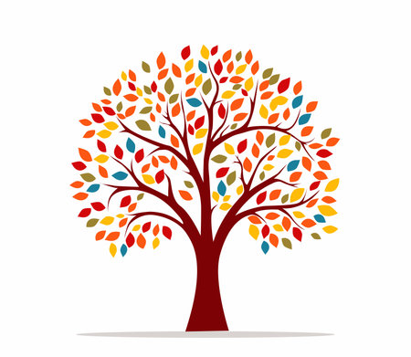 tree with colorful leaves vector illustrationのイラスト素材