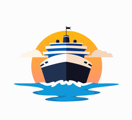 Cruise ship flat icon Vector illustration of a cruise ship.のイラスト素材