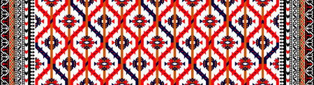 Ikat geometric ornament with diamonds. Tribal vector texture. Seamless striped pattern in Aztec...