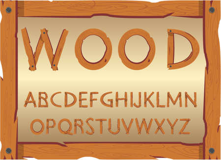 Frame and letters made of aged planks with nailsのイラスト素材