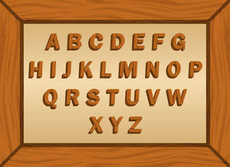 Wooden frame and 3d wooden lettersのイラスト素材