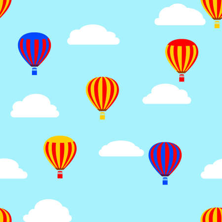 Cartoon hot air balloons and cloudsのイラスト素材