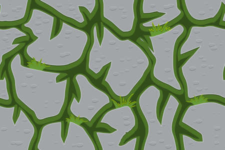 Stone road with grass sprouted in cracksのイラスト素材