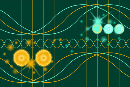 Gears, lights and wavy lines patternのイラスト素材