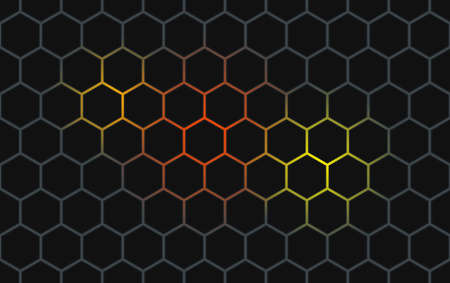 Black backlit geometric pattern of hexagons
