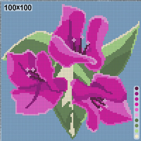 Pattern for cross stitch or knitting - hot pink bougainvillea flowerのイラスト素材