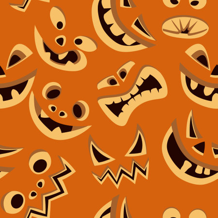 Halloween pumpkins, seamless patternのイラスト素材
