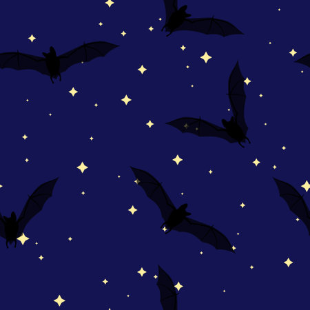 Flock of bats on the background of the starry skyのイラスト素材