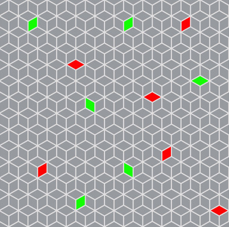 Simple minimalistic pattern - light gray rhombuses with bright red and green fragmentsのイラスト素材