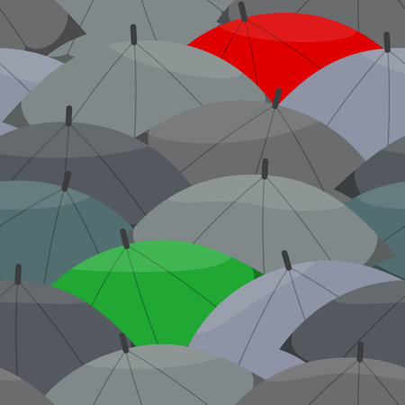 Umbrellas gray and colored seamless patternのイラスト素材