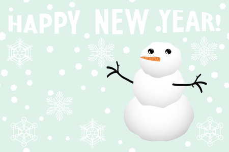 Snowman and text happy new year holiday cardのイラスト素材