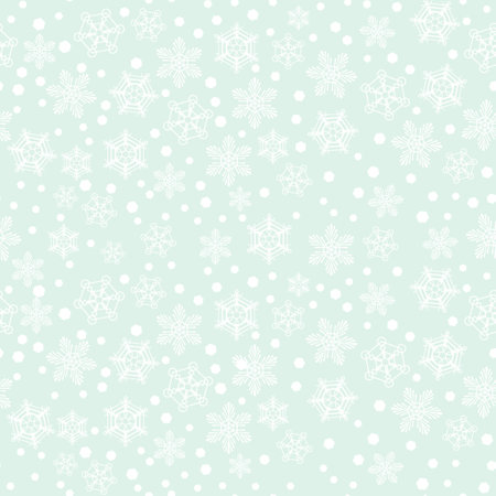 Snowflakes on pale green backgroundのイラスト素材