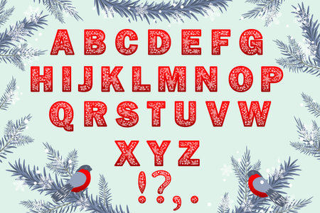 Winter frame and snowflake letters setのイラスト素材