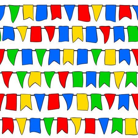Colorful bright flags garlands - seamless patternのイラスト素材