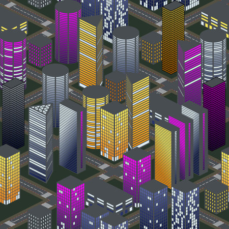 Big city, high-rise buildings, seamless patternのイラスト素材