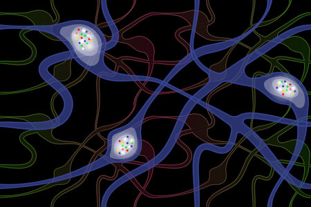 Abstract pattern - tubes, bubbles and glowing pointsのイラスト素材