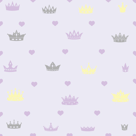 Gentle crown and heart seamless patternのイラスト素材