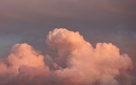 Cloudy sky in the evening. Red light of the setting sun on the clouds.の写真素材