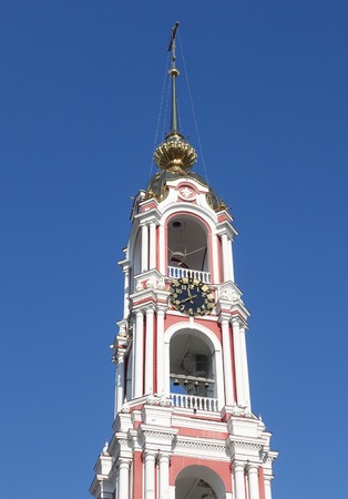 Bell Tower of Kazan Monastery on a background of blue sky. Russia. Tambov.の写真素材