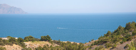The Black Sea coast in Crimea near Sudak on a summer day