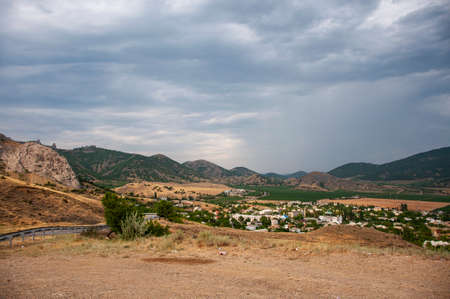 Mountain village Veseloe near Sudak in the Crimea in summer