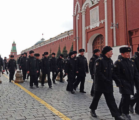 Cadets on a walk near the Kremlin in Moscowのeditorial素材