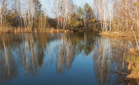 Village houses among the trees above the lake