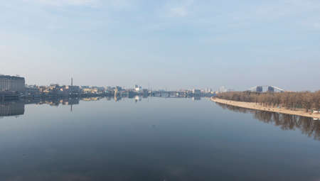 View of the Dnieper in Kiev on a spring dayの写真素材