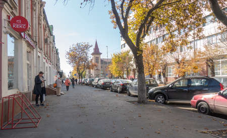 Saratov, Russia. October 13, 2021 Radishchev street in Saratov on an autumn dayのeditorial素材