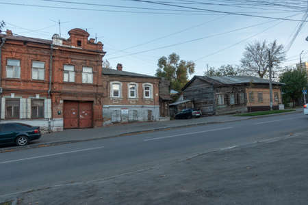 Saratov, Russia. October 13, 2021 Historical buildings on Saratov streetのeditorial素材