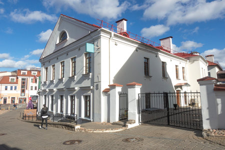 Historic building of the early 19th century in the old town In Minskの写真素材