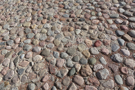 Cobblestone street, light gray backgroundの写真素材