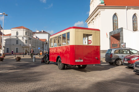 Retro bus ZIS-8 on Freedom Squareのeditorial素材