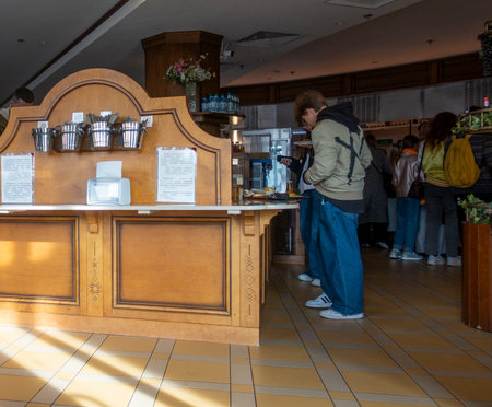 People in a cafe in Minskのeditorial素材