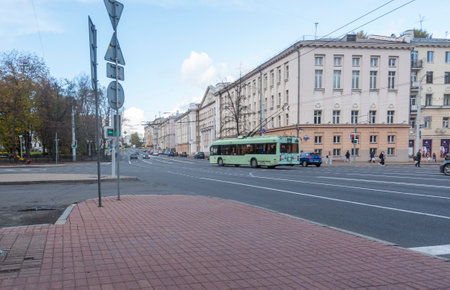 View of Sverdlova street in Minskのeditorial素材