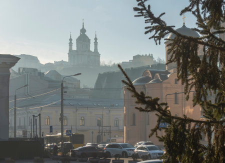 View of St. Andrews Church from Kontraktova Square in Kyiv