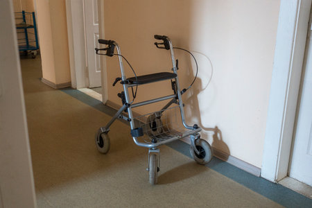 Walker for gait training in hospitalの写真素材