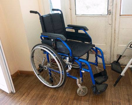Wheelchair in hospital interiorの写真素材