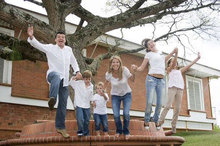 Beautiful family enjoying together in the park の写真素材