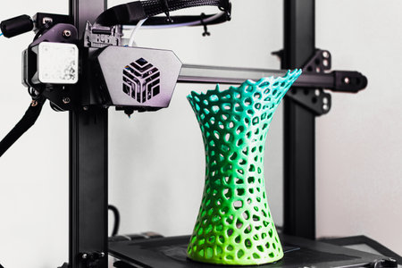 3d printing of a vase with multicolored pla filamentの写真素材