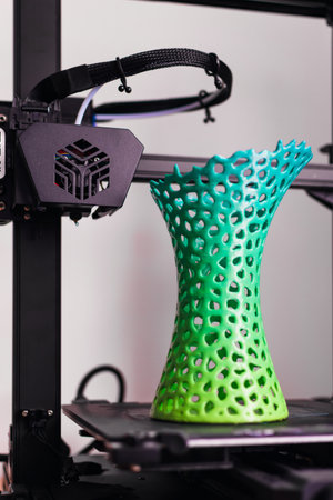 3d printing of a vase with multicolored pla filament