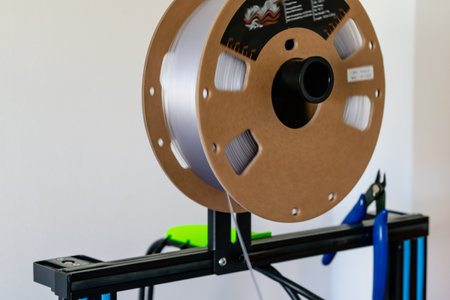 Spool of pla filament for printing 3d printer, material coils