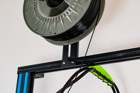 Spool of pla filament for printing 3d printer, material coils