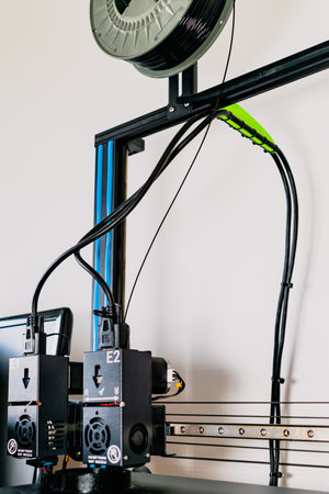 Spool of pla filament for printing 3d printer, material coils