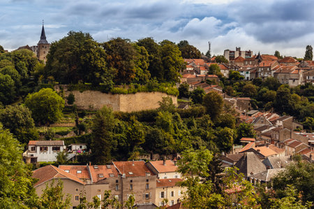Val de Briey, Meurthe-et-Moselle, panoramic view of the ramparts and the cityのeditorial素材