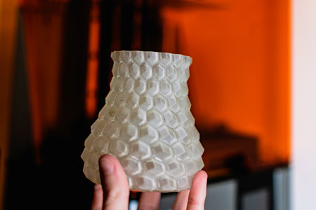 Resin 3d printed vase, detail and precision with a sla 3d printerの写真素材