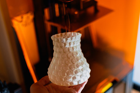 Resin 3d printed vase, detail and precision with a sla 3d printerの写真素材